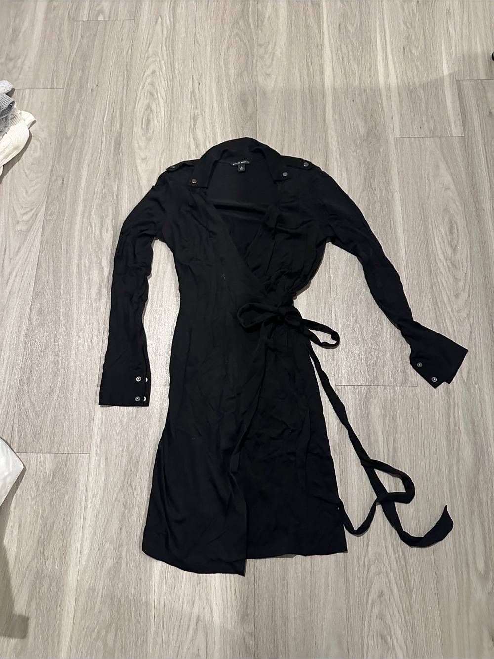 Banana Republic Women's Black Wrap Dress with Tie Waist